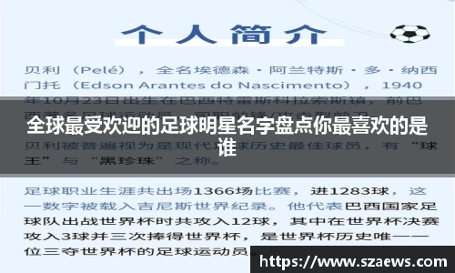 全球最受欢迎的足球明星名字盘点你最喜欢的是谁